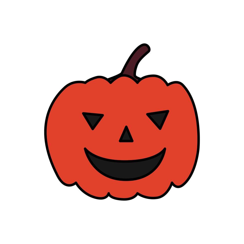 een pompoen in schattig halloween tekenfilm thema vector geïsoleerd Aan wit achtergrond
