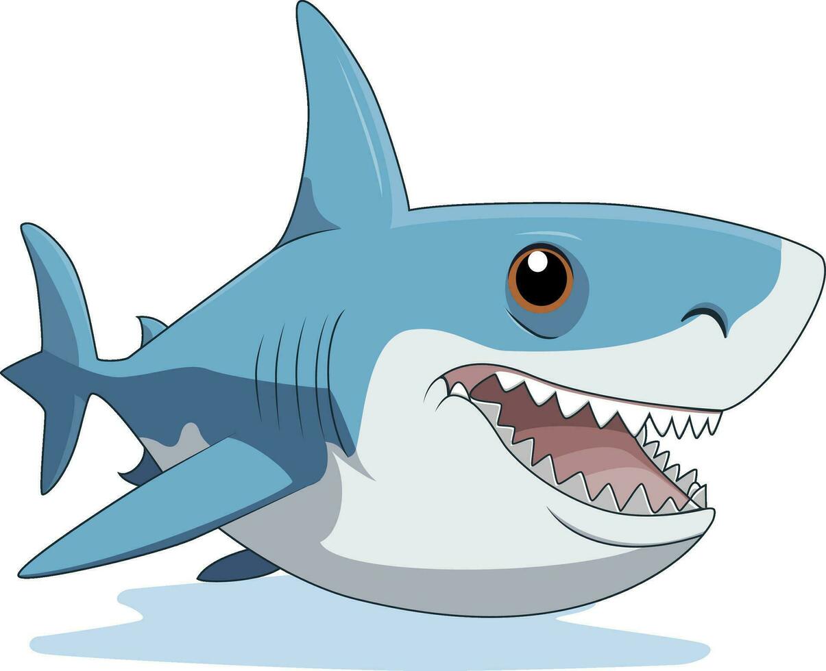 schattig haai tekenfilm Aan wit achtergrond vector