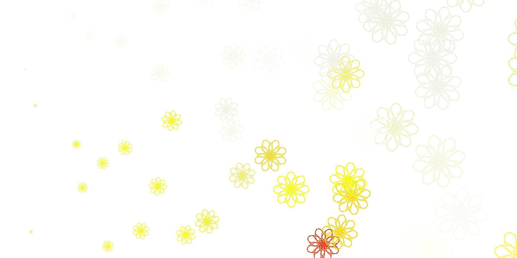 lichtgele vector doodle textuur met bloemen.