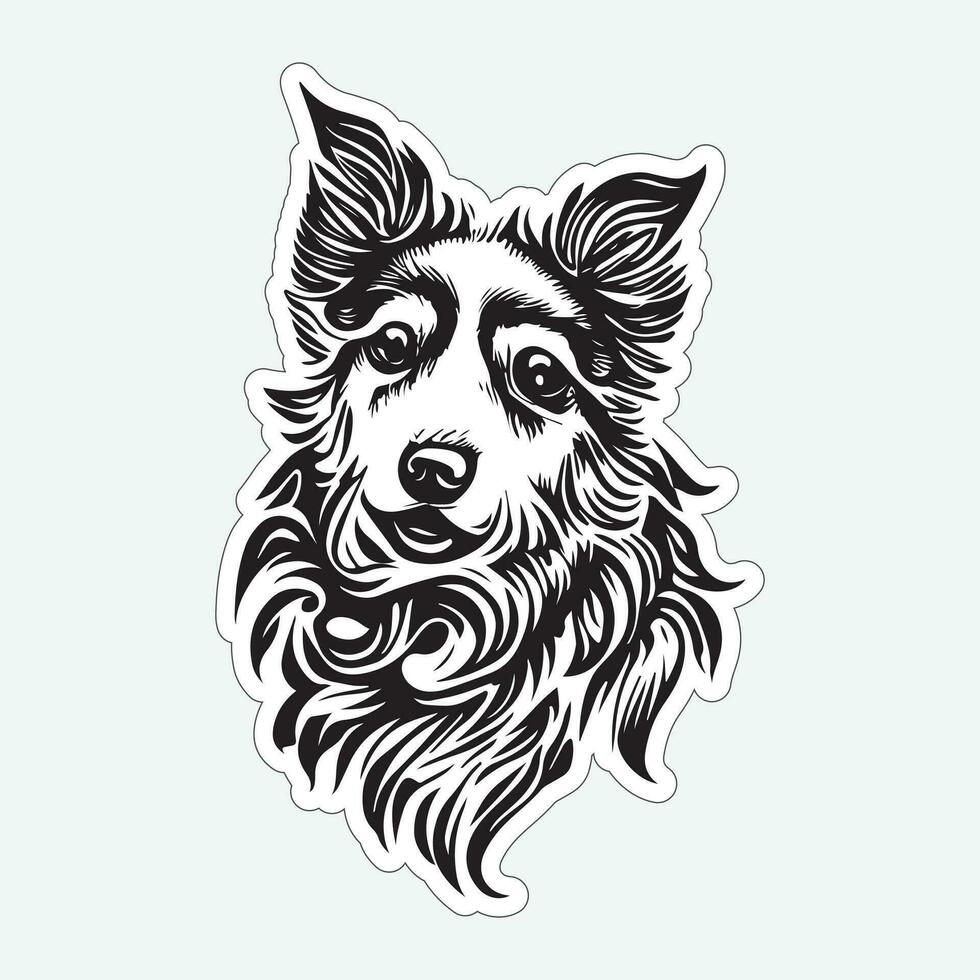 zwart en wit hond sticker voor het drukken vector