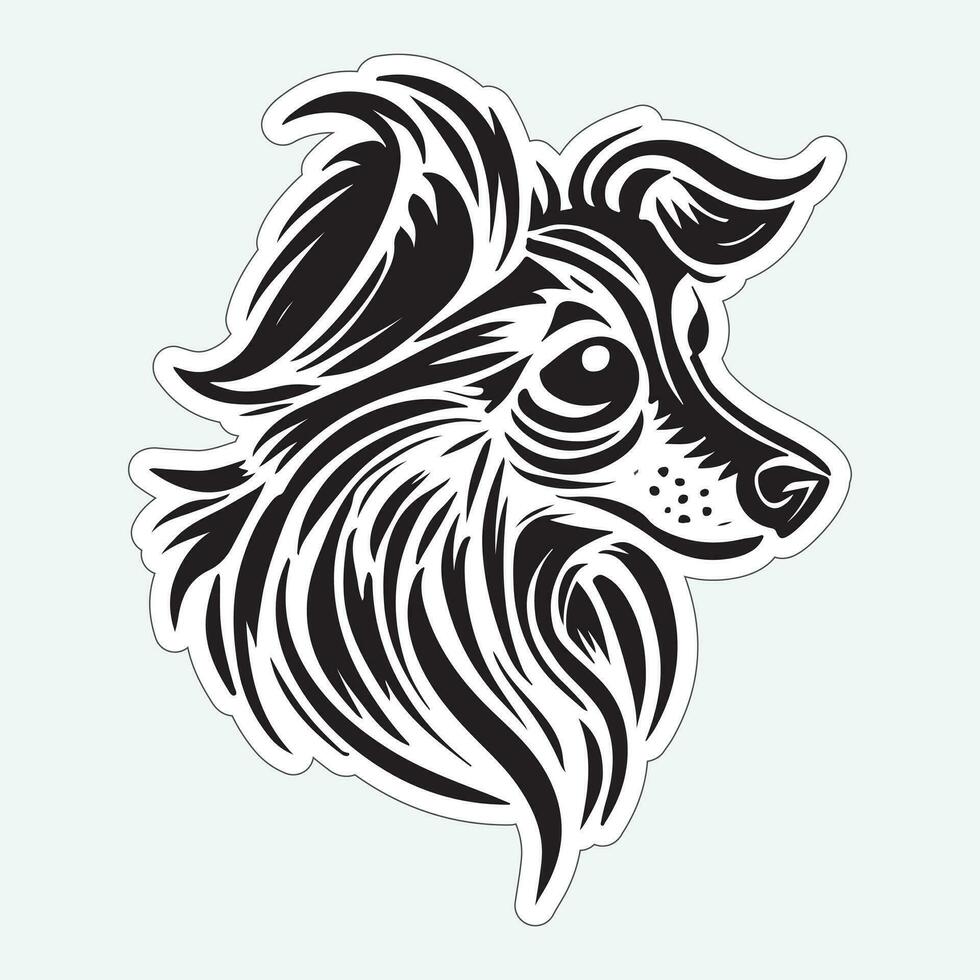 zwart en wit hond sticker voor het drukken vector