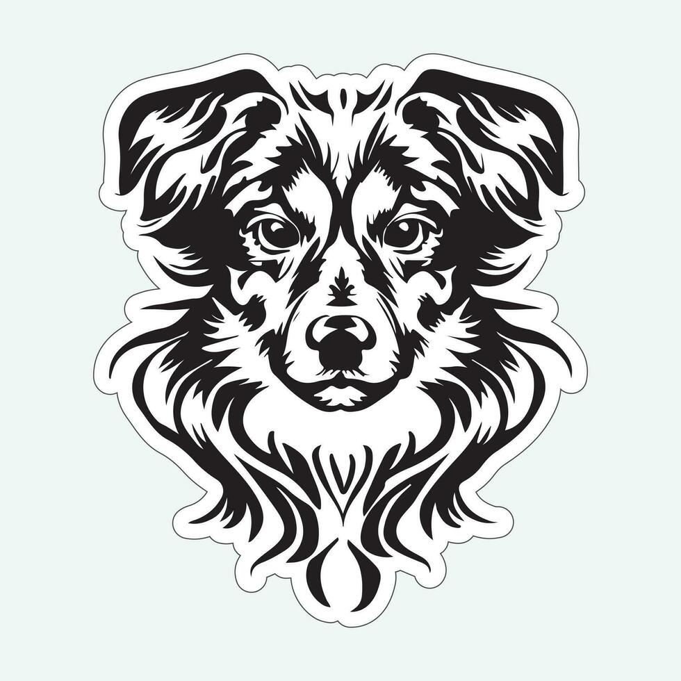 zwart en wit hond sticker voor het drukken vector