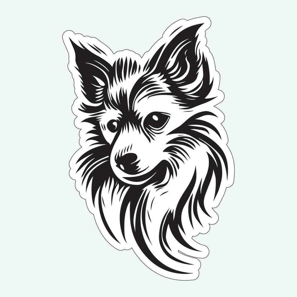 zwart en wit hond sticker voor het drukken vector