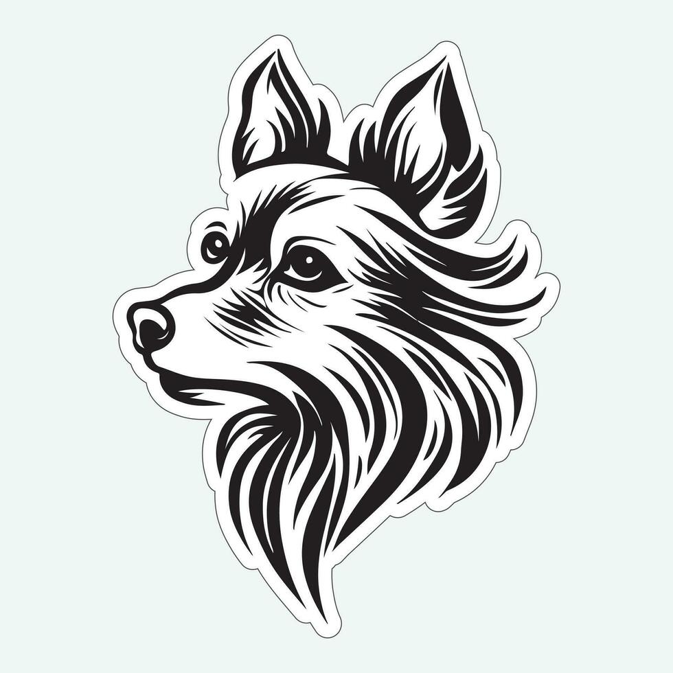 zwart en wit hond sticker voor het drukken vector