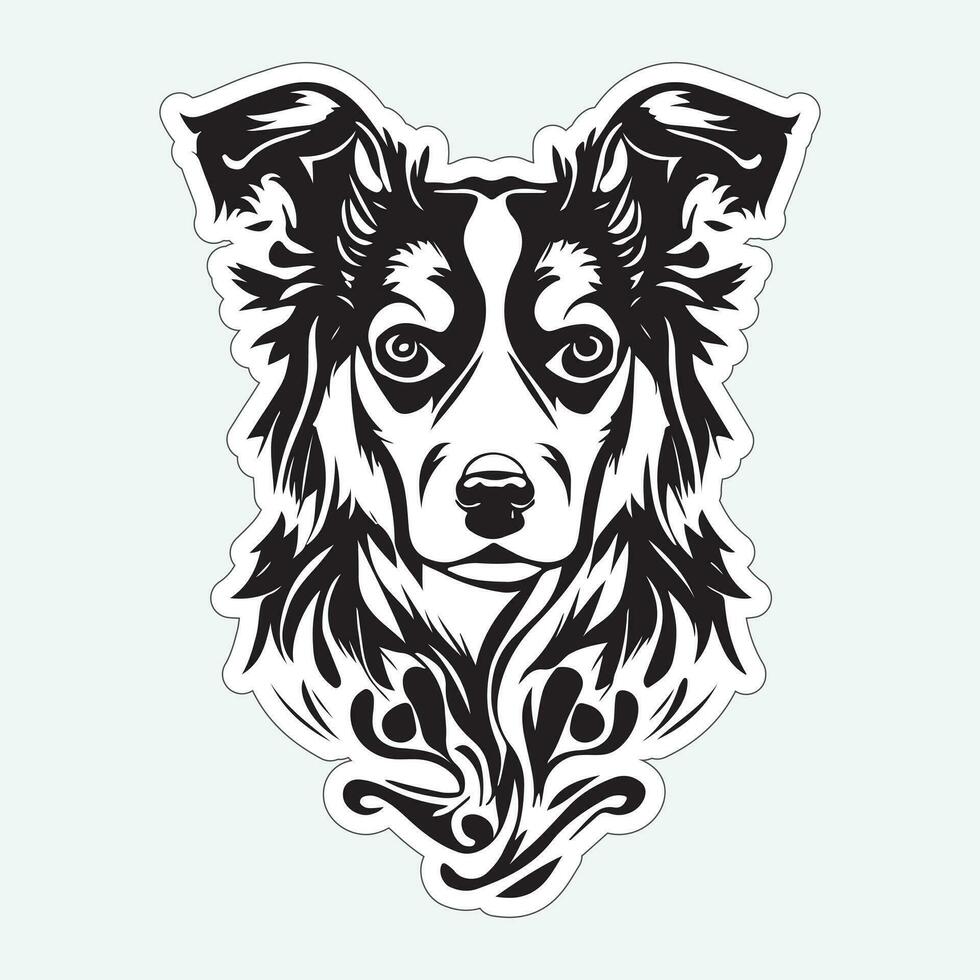 zwart en wit hond sticker voor het drukken vector