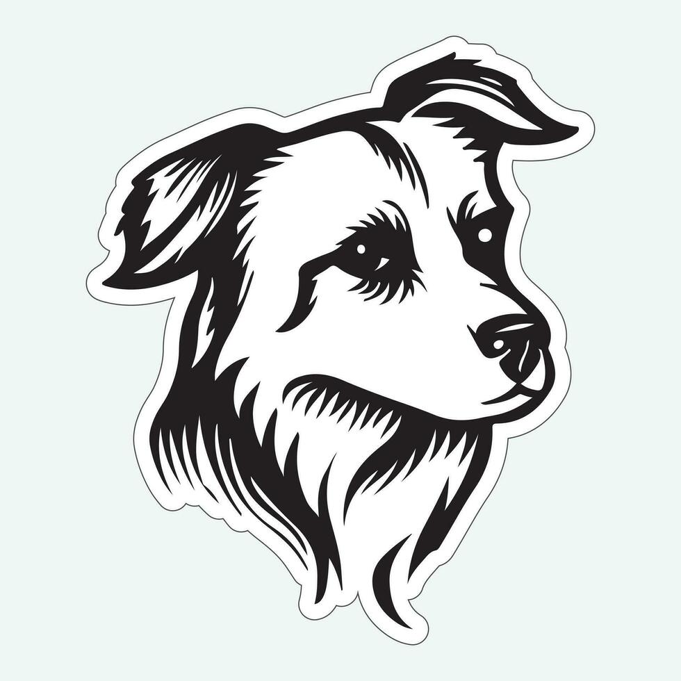 zwart en wit hond sticker voor het drukken vector