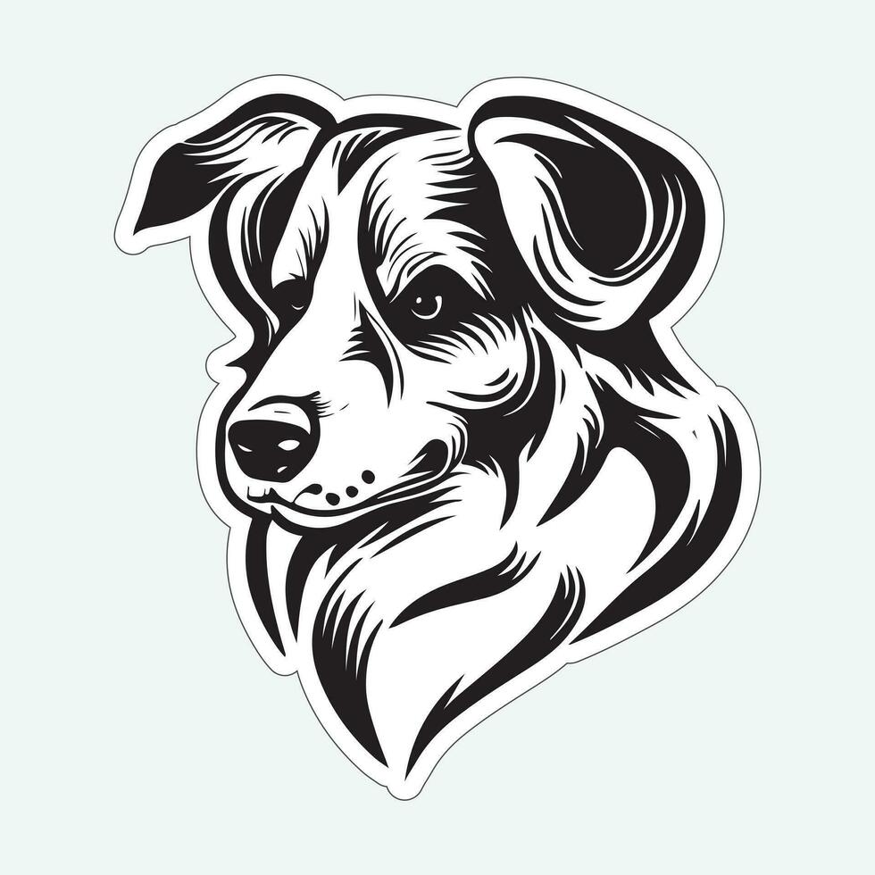 zwart en wit hond sticker voor het drukken vector