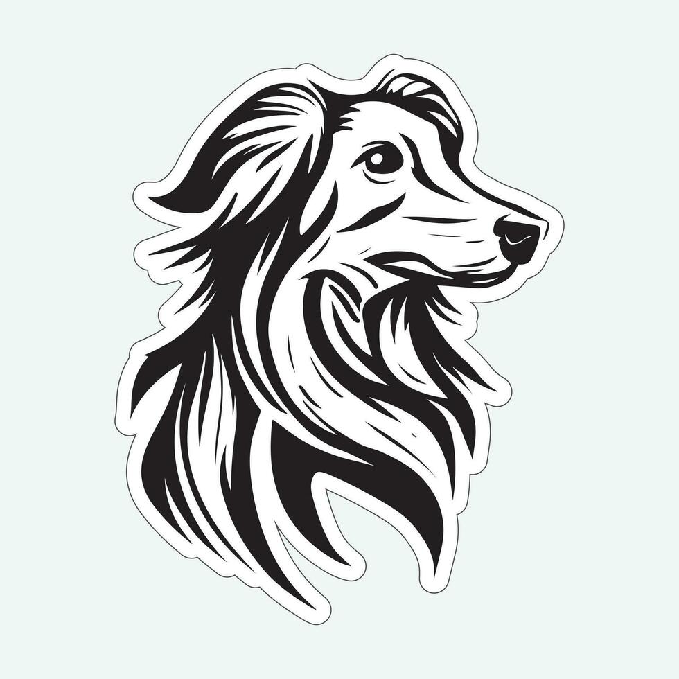 zwart en wit hond sticker voor het drukken vector