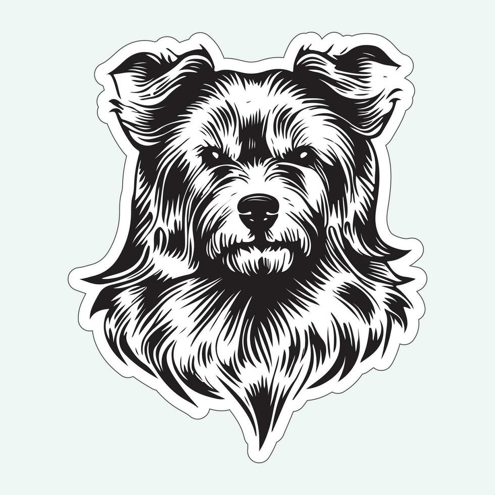 zwart en wit hond sticker voor het drukken vector