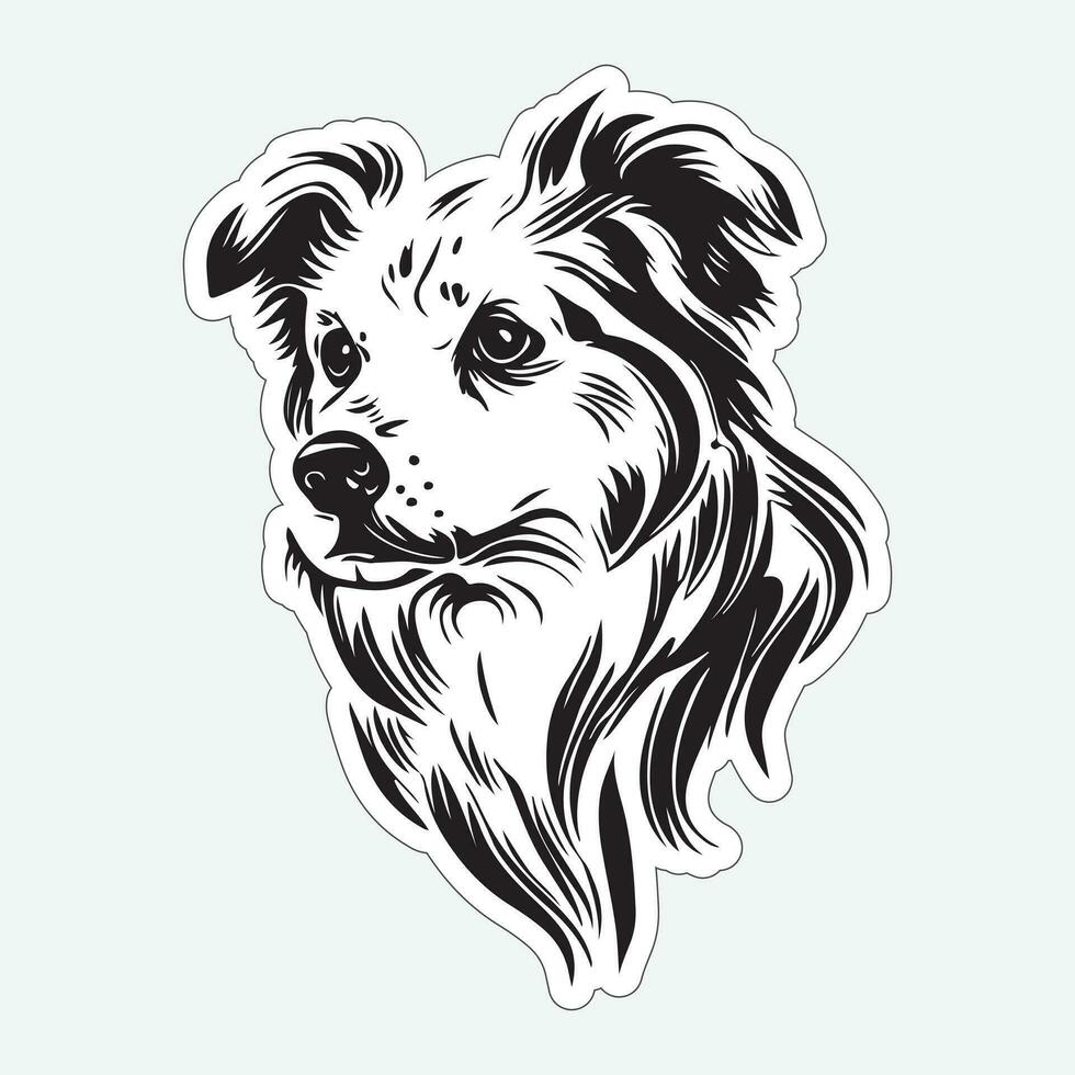 zwart en wit hond sticker voor het drukken vector