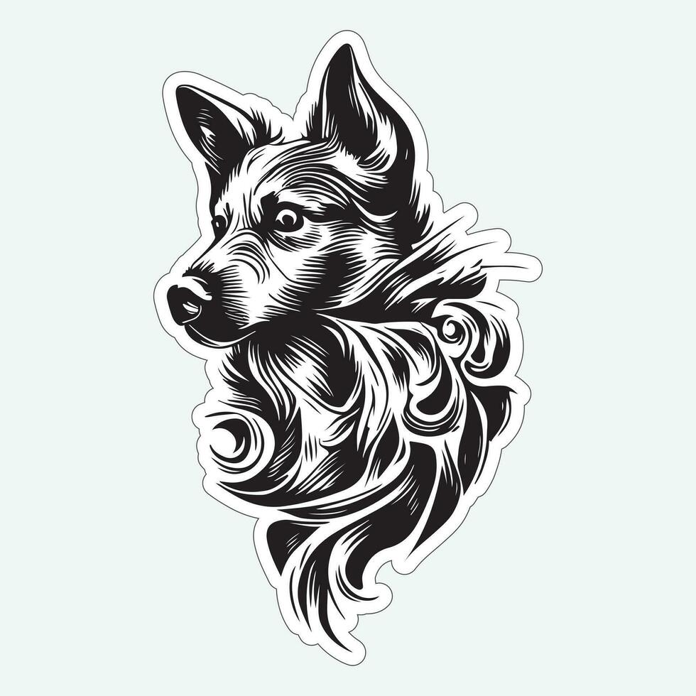 zwart en wit hond sticker voor het drukken vector