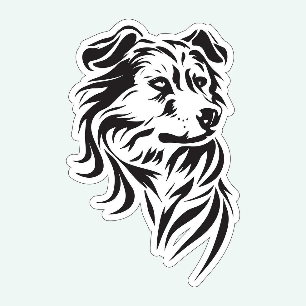 hond kunst zwart en wit sticker voor het drukken vector