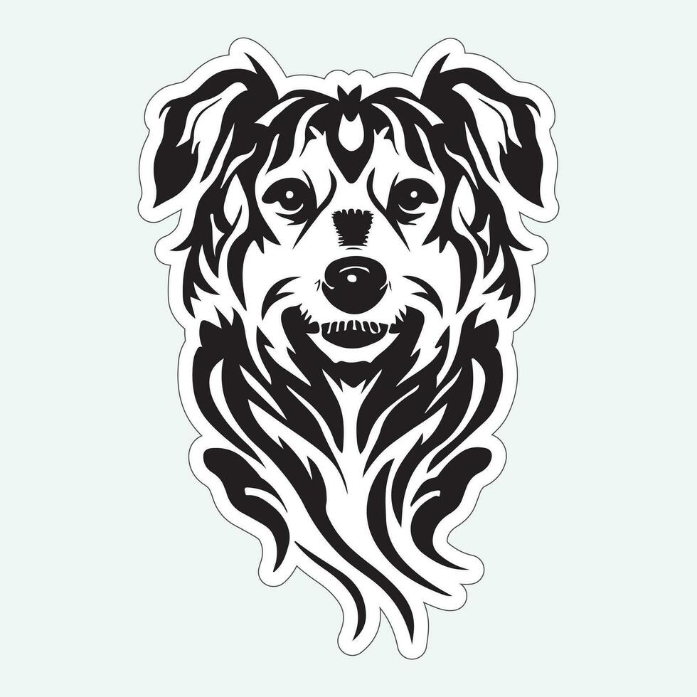 hond kunst zwart en wit sticker voor het drukken vector