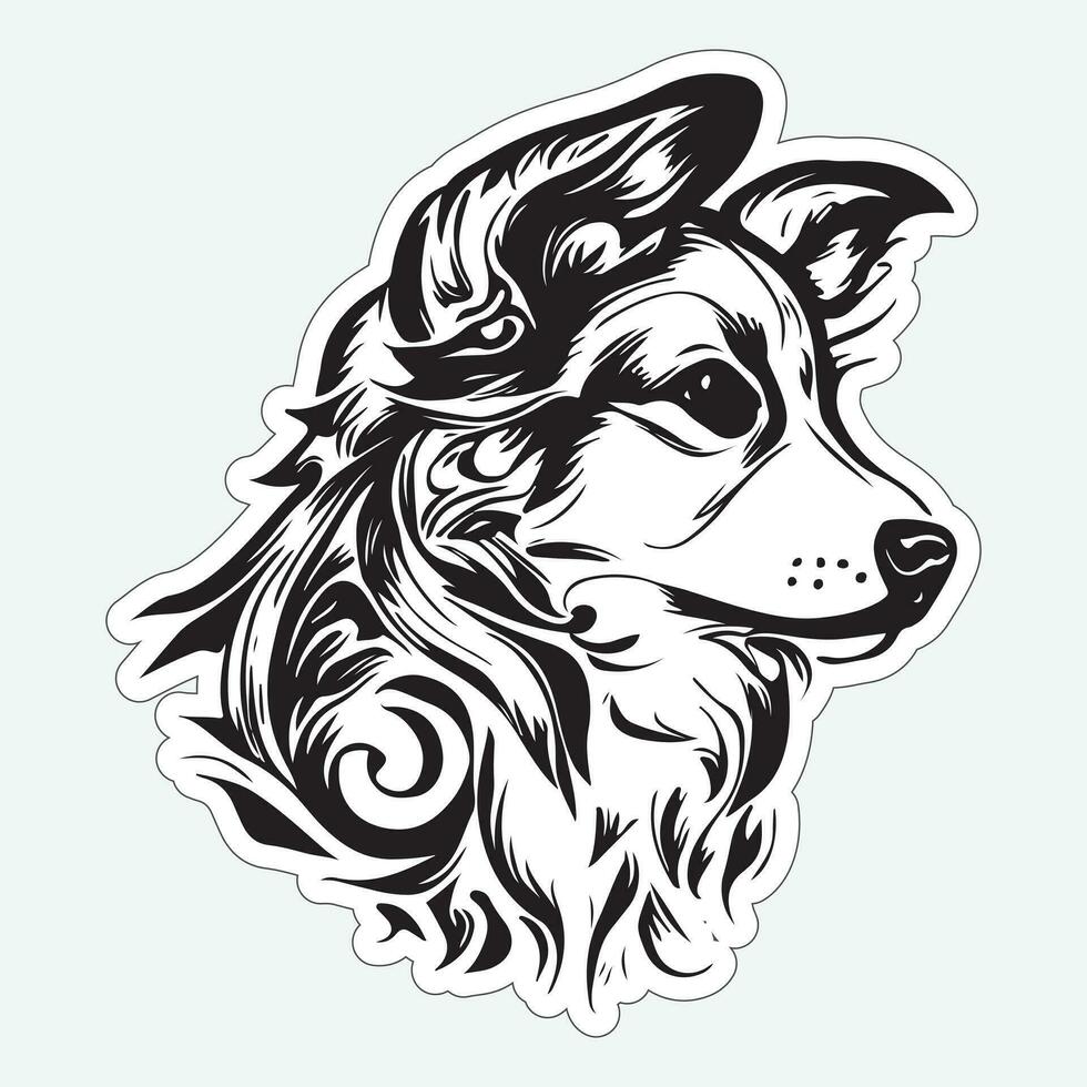 hond kunst zwart en wit sticker voor het drukken vector