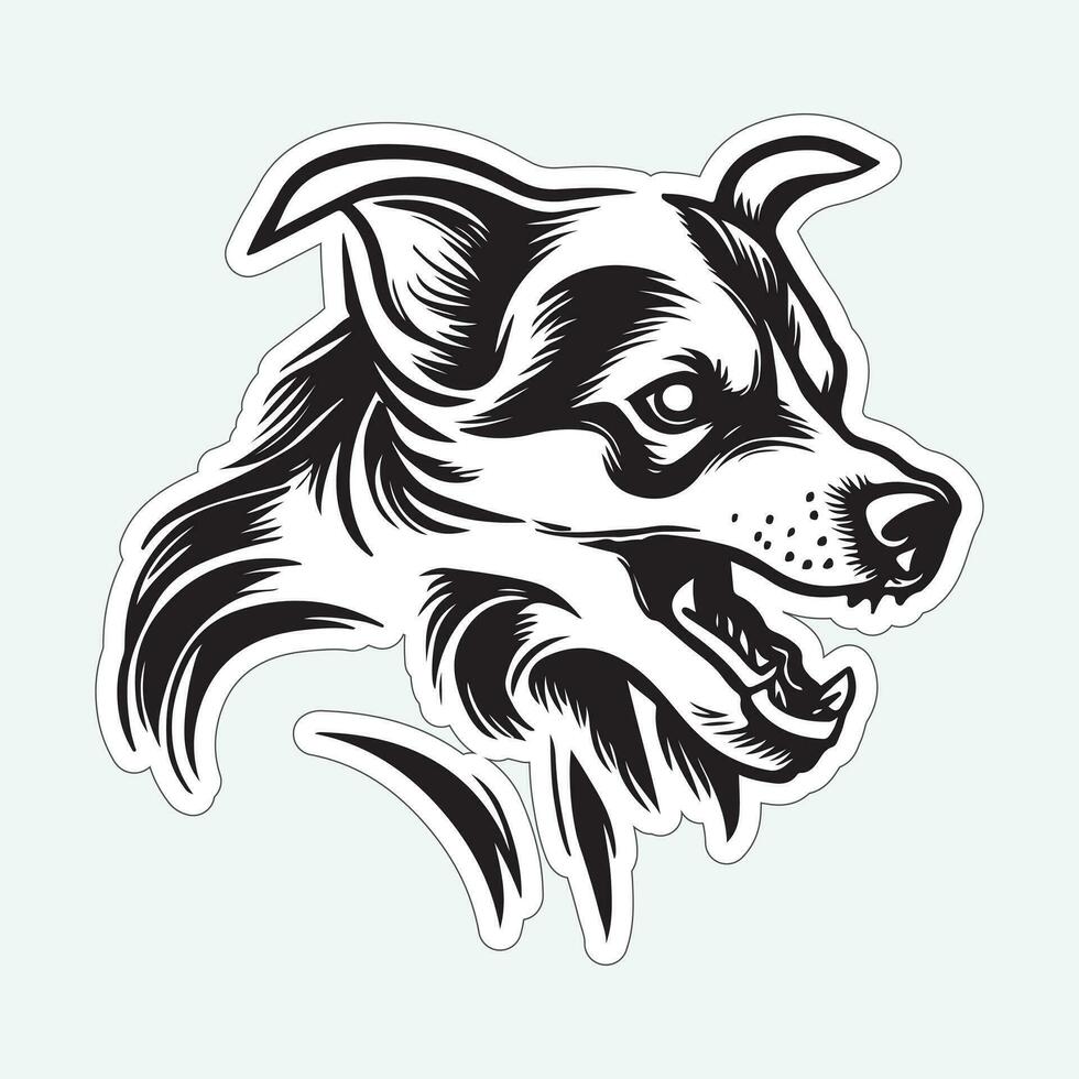 hond kunst zwart en wit sticker voor het drukken vector