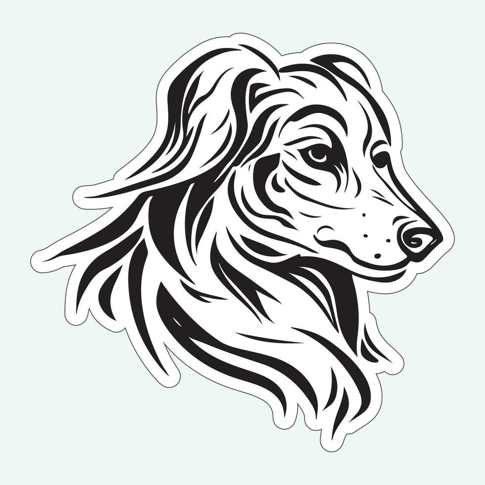 hond kunst zwart en wit sticker voor het drukken vector