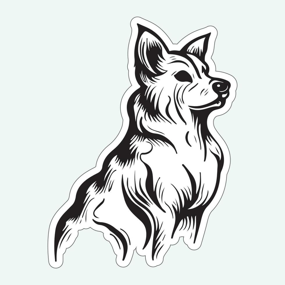 hond kunst zwart en wit sticker voor het drukken vector