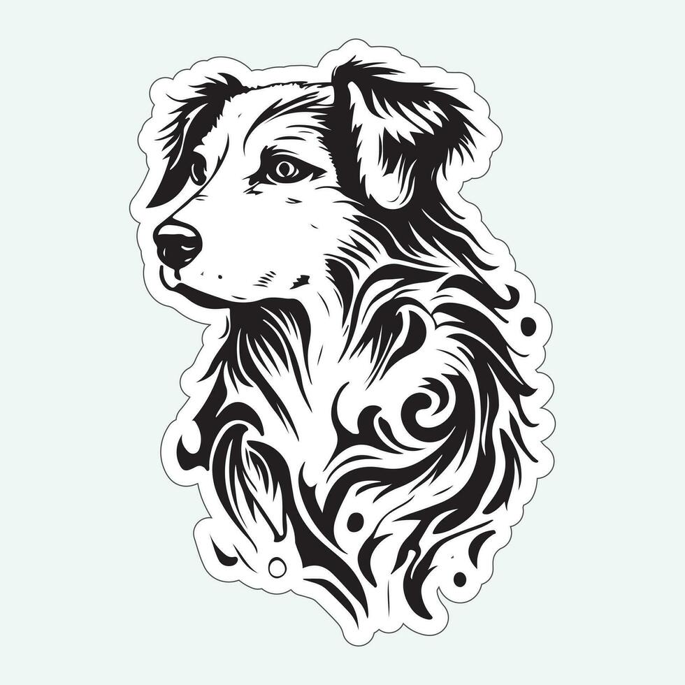 hond kunst zwart en wit sticker voor het drukken vector