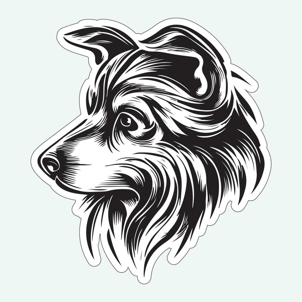 hond kunst zwart en wit sticker voor het drukken vector