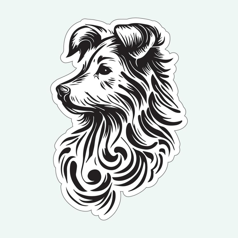 hond kunst zwart en wit sticker voor het drukken vector