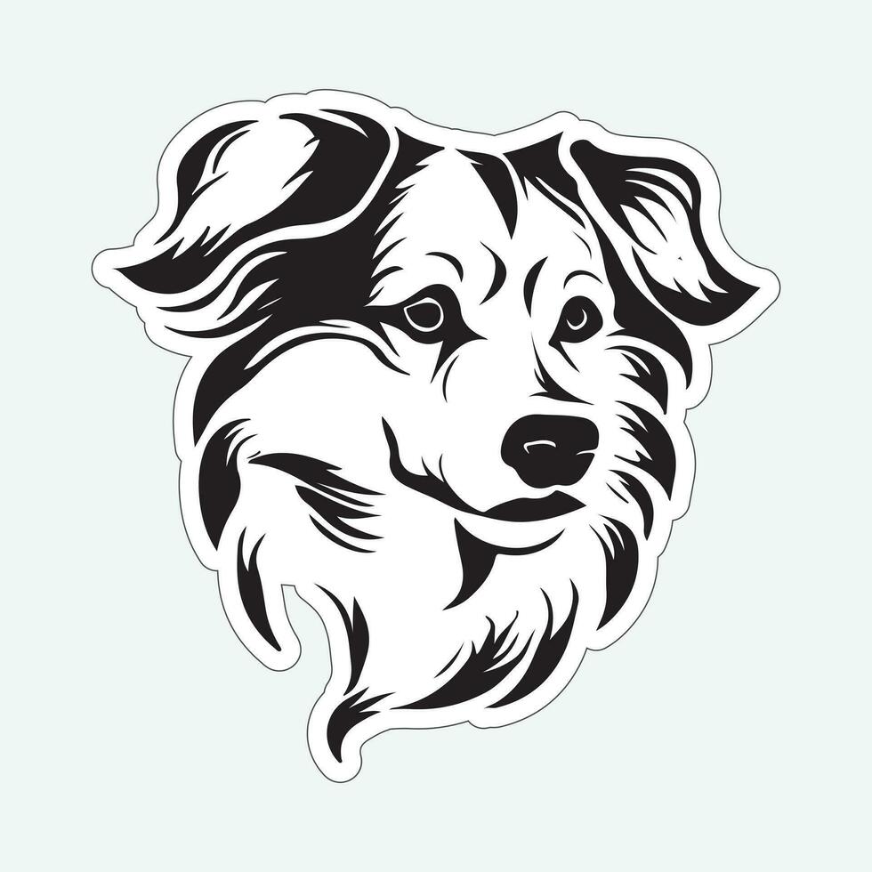 hond kunst zwart en wit sticker voor het drukken vector