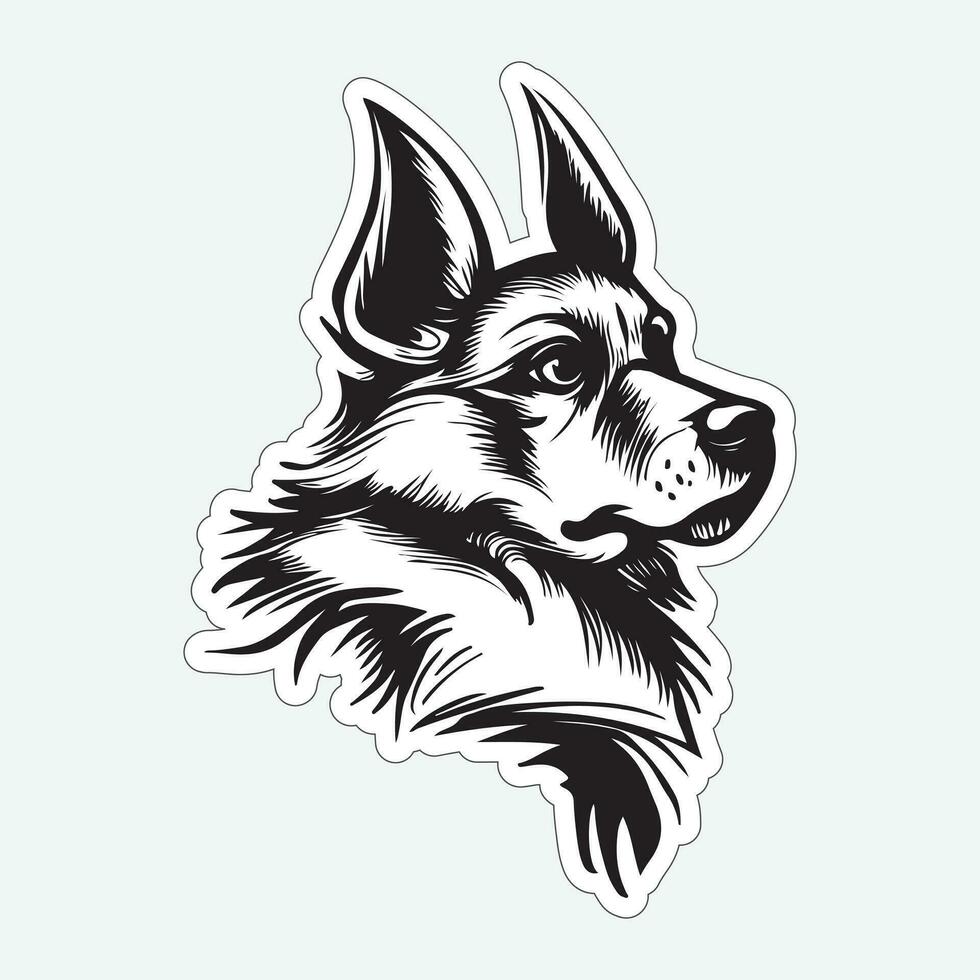 hond kunst zwart en wit sticker voor het drukken vector