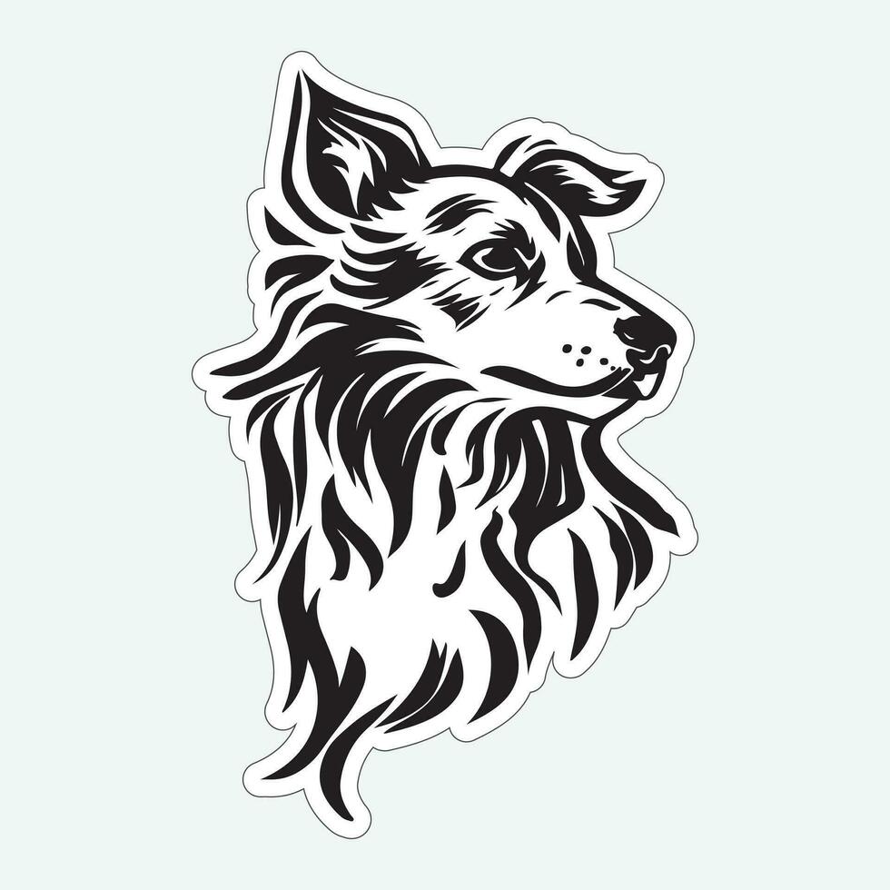 hond kunst zwart en wit sticker voor het drukken vector