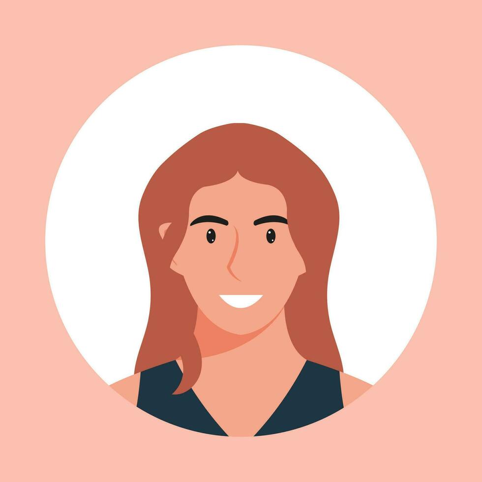 cirkel de avatar met de portret Dames van divers races en kapsels. verzameling van gebruiker profielen. ronde icoon met gelukkig glimlachen menselijk. kleurrijk vlak vector illustratie.