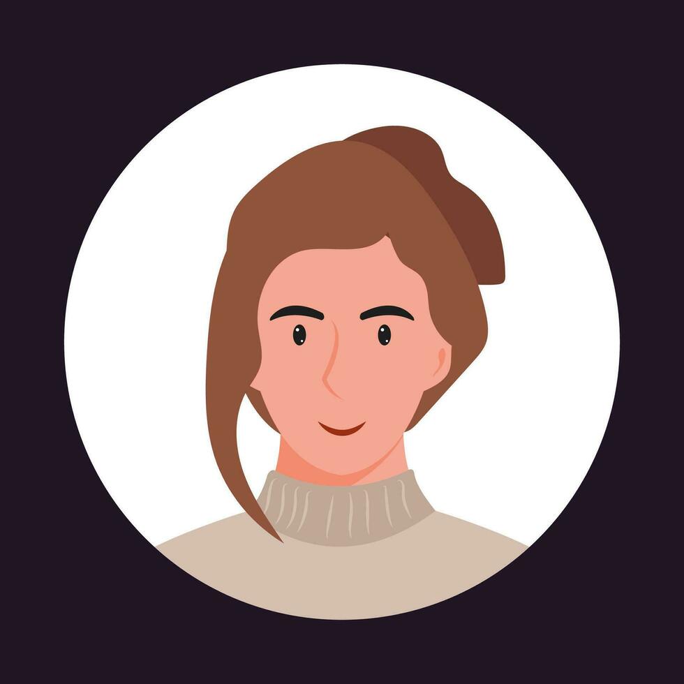 cirkel de avatar met de portret Dames van divers races en kapsels. verzameling van gebruiker profielen. ronde icoon met gelukkig glimlachen menselijk. kleurrijk vlak vector illustratie.