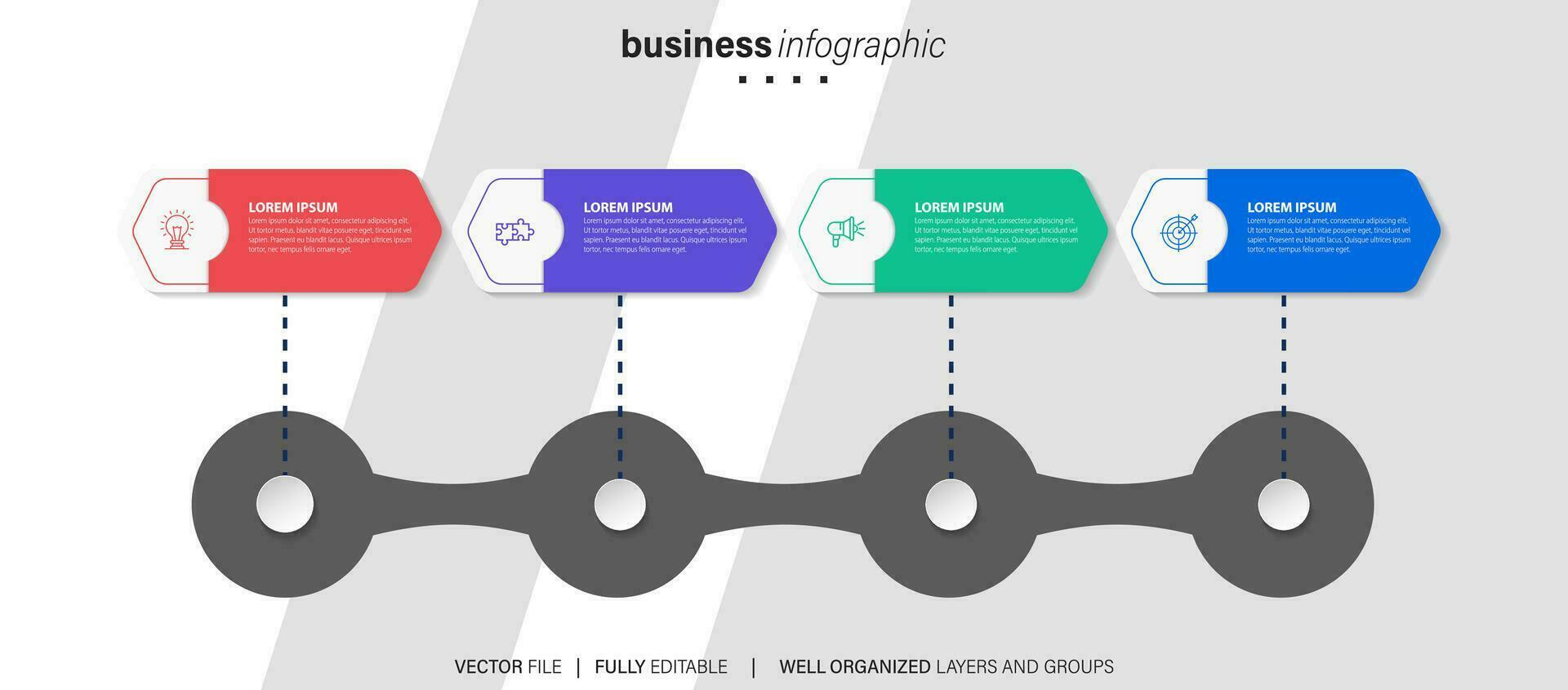 creatief concept voor infographic met 4 stappen, opties, onderdelen of processen. bedrijf gegevens visualisatie. vector