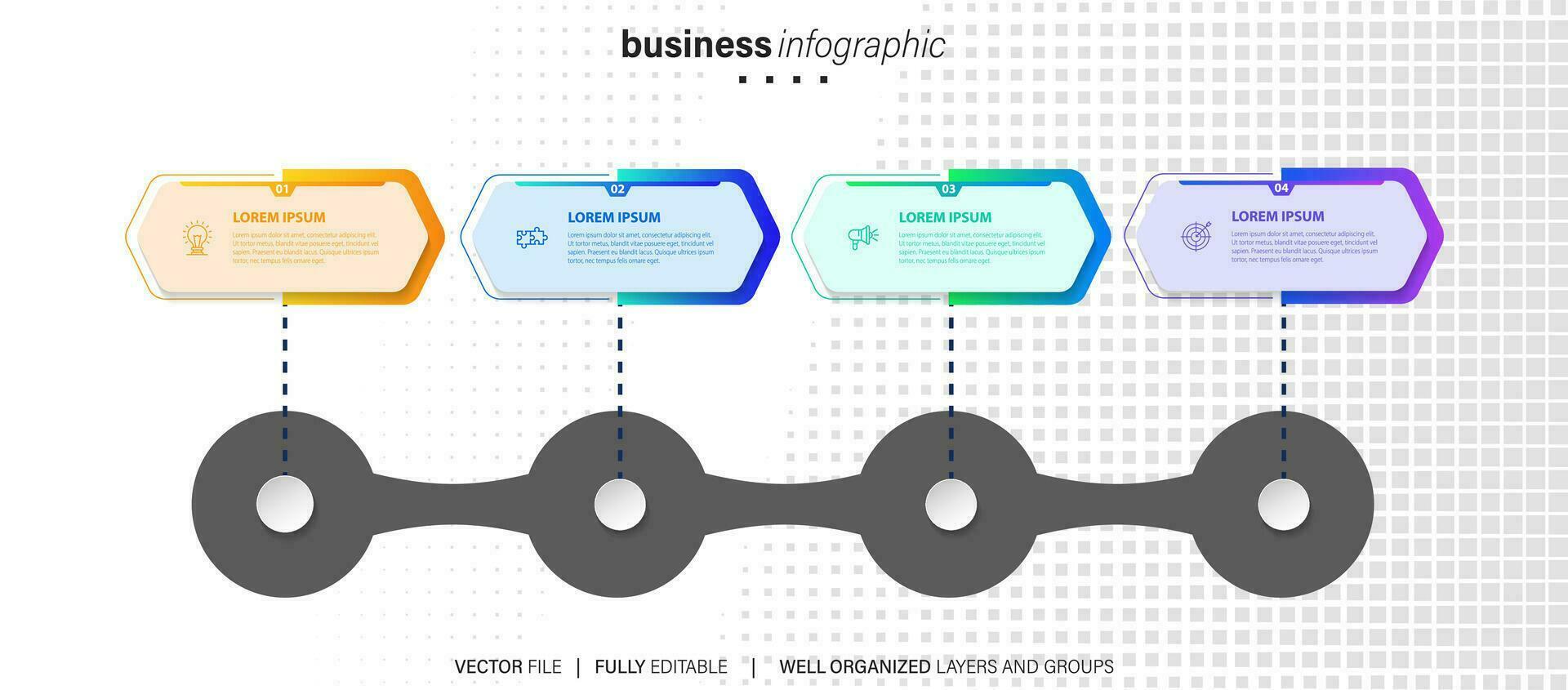 zakelijke infographic sjabloon. dun lijnontwerplabel met pictogram en 4 opties, stappen of processen. vector