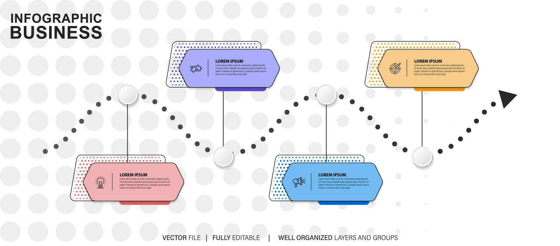 elementen infographic idee cirkel kleurrijk met 4 stap vector