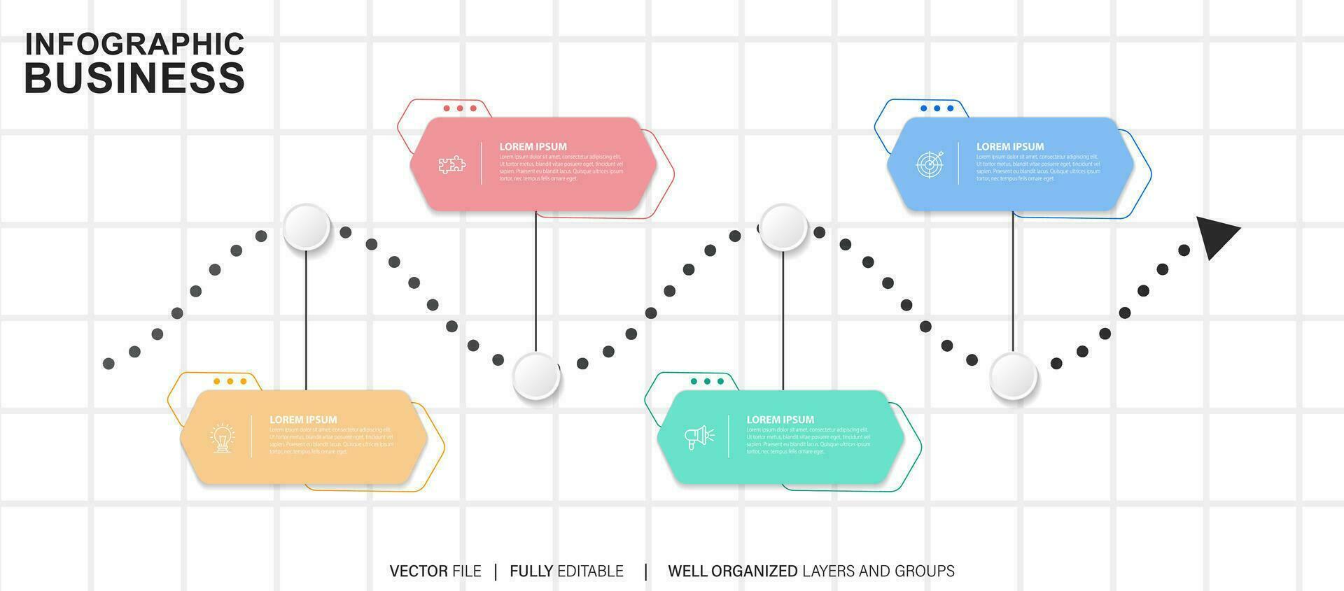 elementen infographic idee cirkel kleurrijk met 4 stap vector