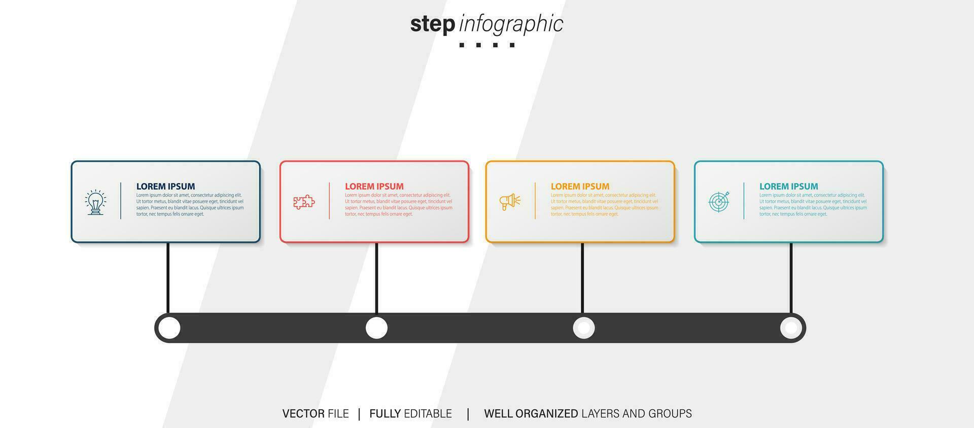 infographics aantal opties sjabloon met 4 stappen . kan worden gebruikt voor workflow lay-out, diagram, bedrijf opties, banier, web ontwerp vector