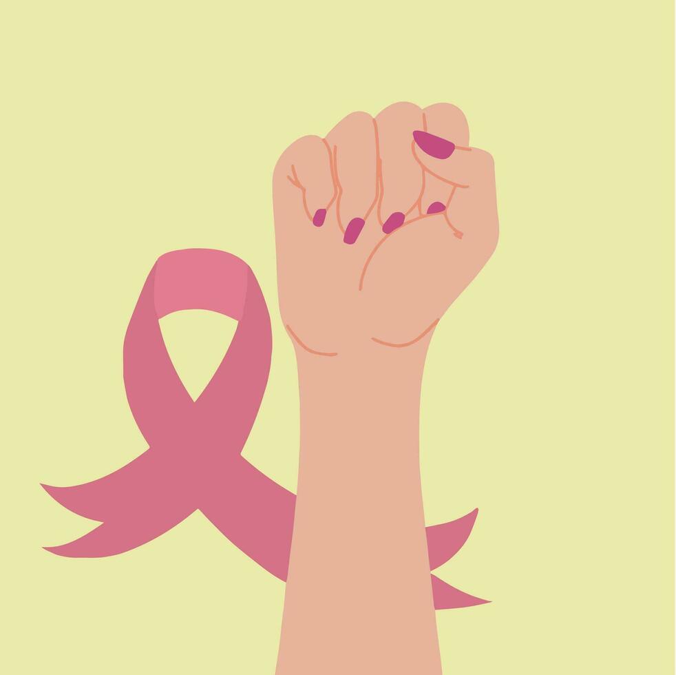 illustratie van borst bewustzijn dag met roze lint vector