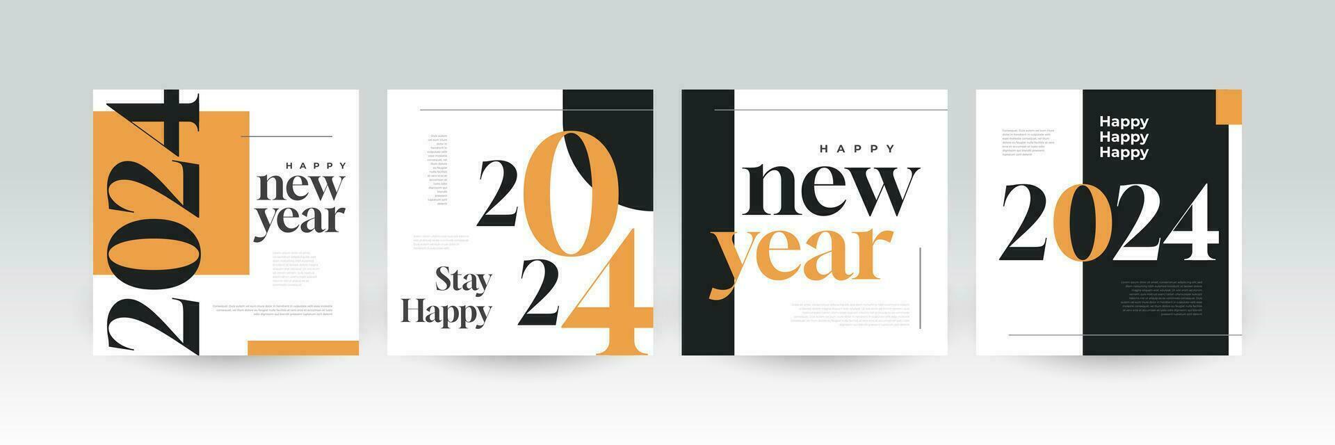 creatief en kleurrijk 2024 gelukkig nieuw jaar poster set. geschikt, voor kaart, banier, poster, folder, omslag, en sociaal media post sjabloon vector