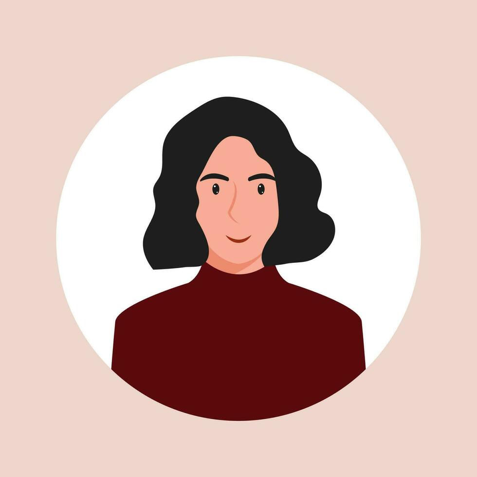 cirkel de avatar met de portret Dames van divers races en kapsels. verzameling van gebruiker profielen. ronde icoon met gelukkig glimlachen menselijk. kleurrijk vlak vector illustratie.