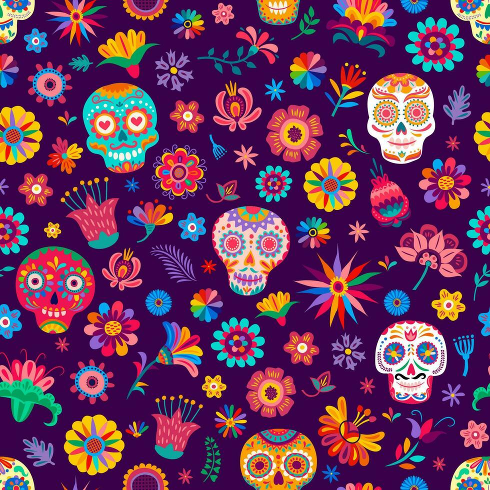 dia de los Muertos Mexicaans naadloos patroon tegel vector