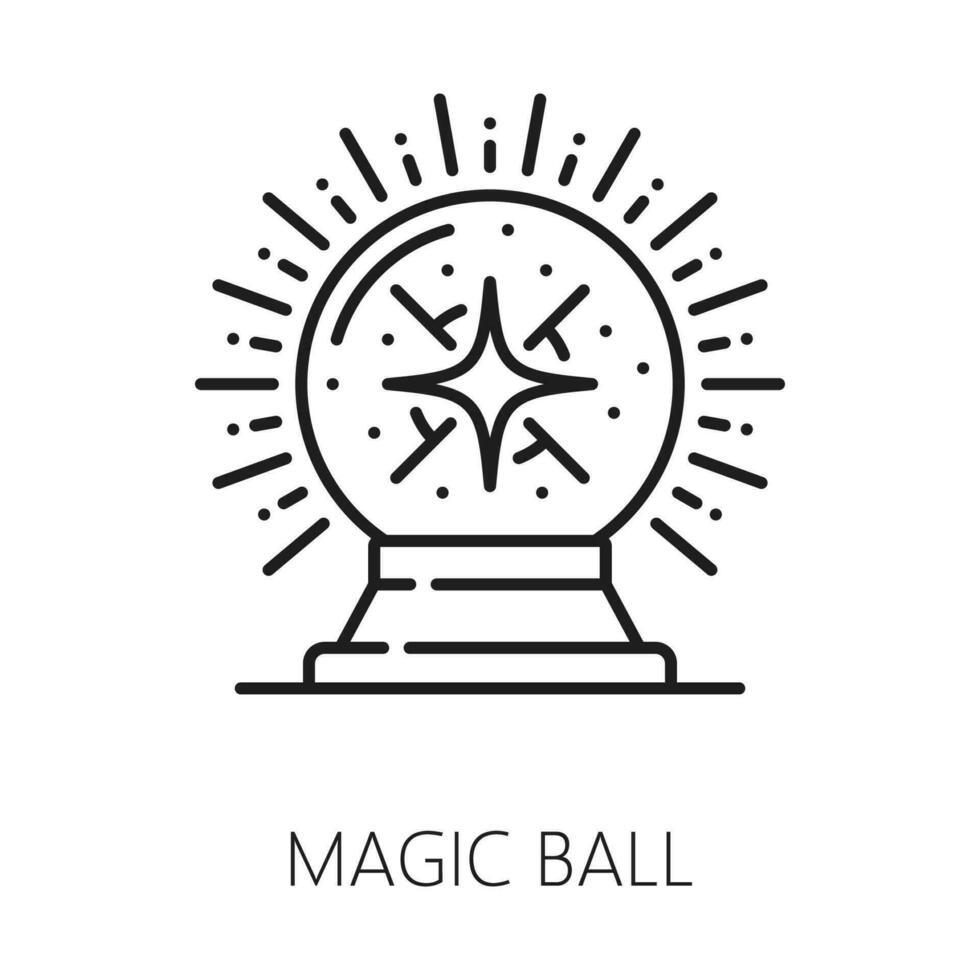 magie bal, hekserij en tovenarij dun lijn icoon vector