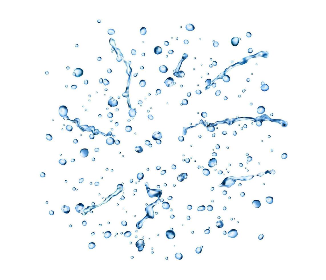 realistisch regen blauw water druppels en spetters vector