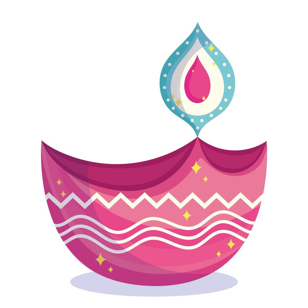 gelukkig diwali-festival, roze diya lamp licht feestelijke viering gedetailleerd vector