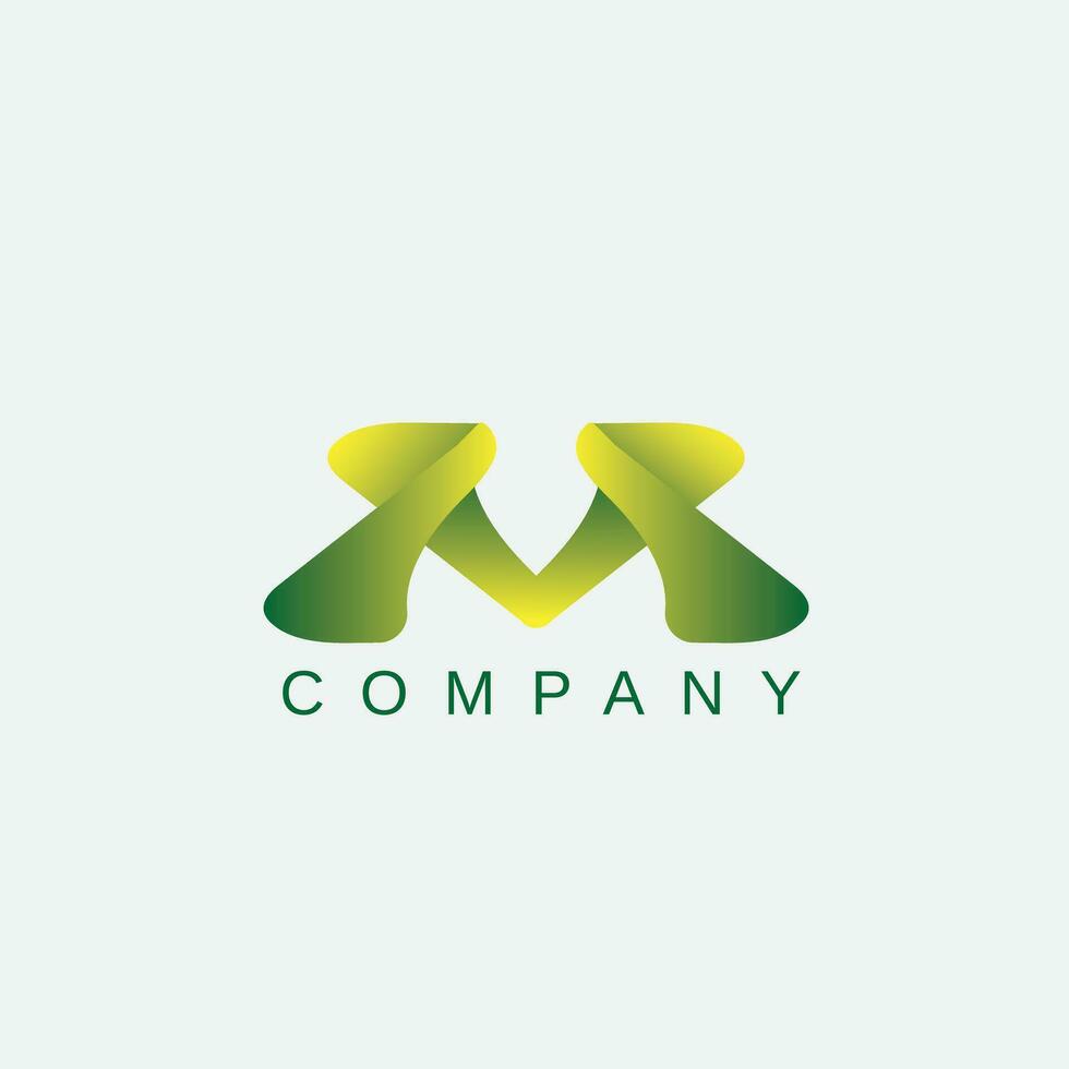 m brief logo groen en geel kleur sjabloon ontwerp vector