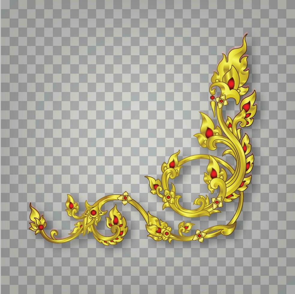 goud kader met hoek lijn bloemen voor afbeelding, vector ontwerp decoratie patroon stijl