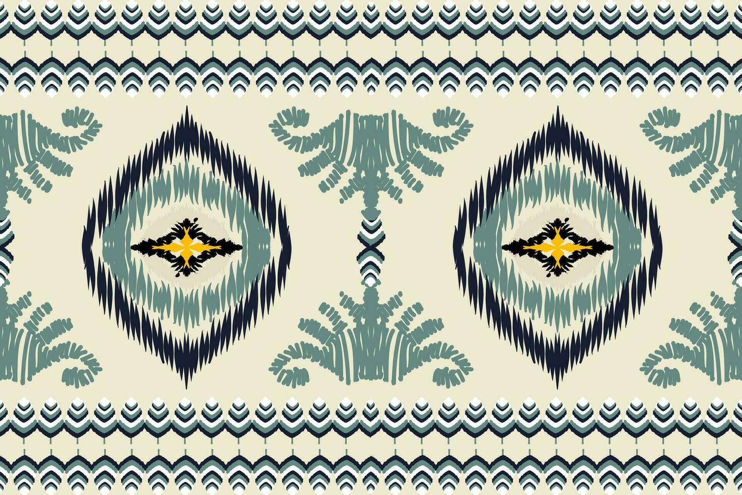 ikat paisley borduurwerk patroon Aan geel achtergrond, traditioneel meetkundig naadloos patroon, aztec abstract vector ontwerp voor sarong inpakken textuur, afdrukken decoratie