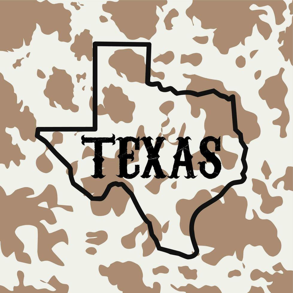 vector van Texas kaart in koe patroon, perfect voor afdrukken, t-shirt ontwerp, enz