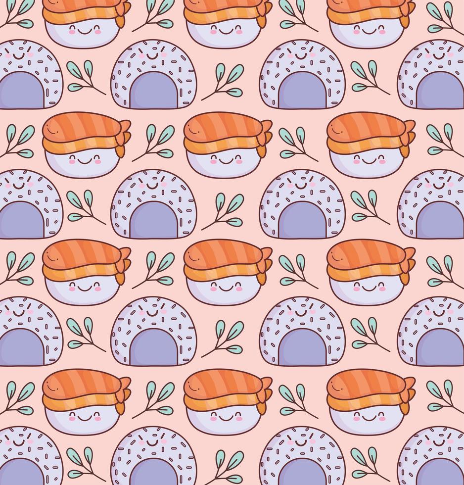 schattig sushi rijstpatroon vector