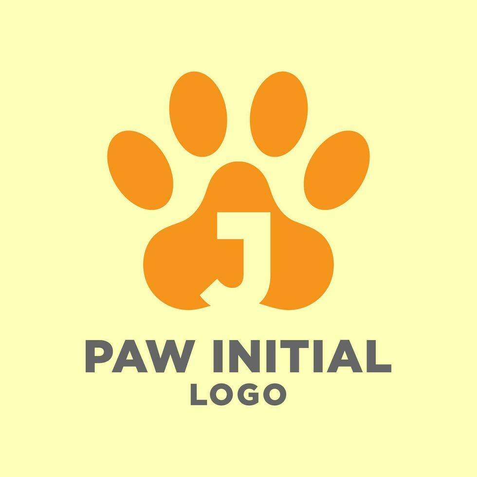 brief j hond poten eerste vector logo ontwerp