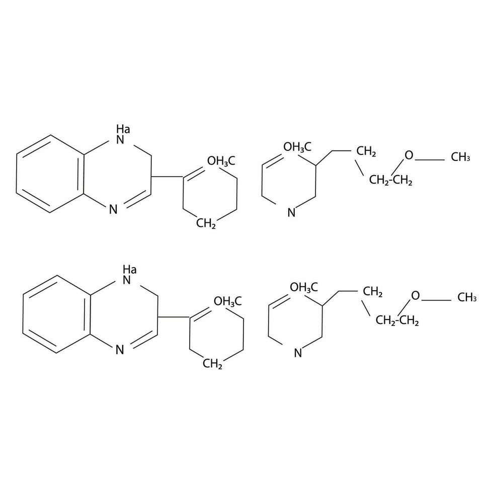 lijn kunst chemisch formule geïsoleerd dun lijn biochemie structuur. vector