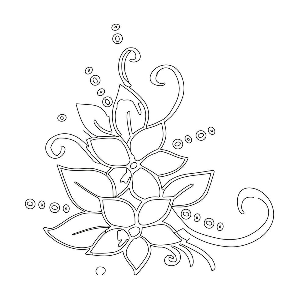 lijn tekening kunst botanisch bloem lijn doorlopend hand- getrokken van abstract bloem bloemen roos tropisch bladeren voorjaar en herfst blad boeket van olijven vector