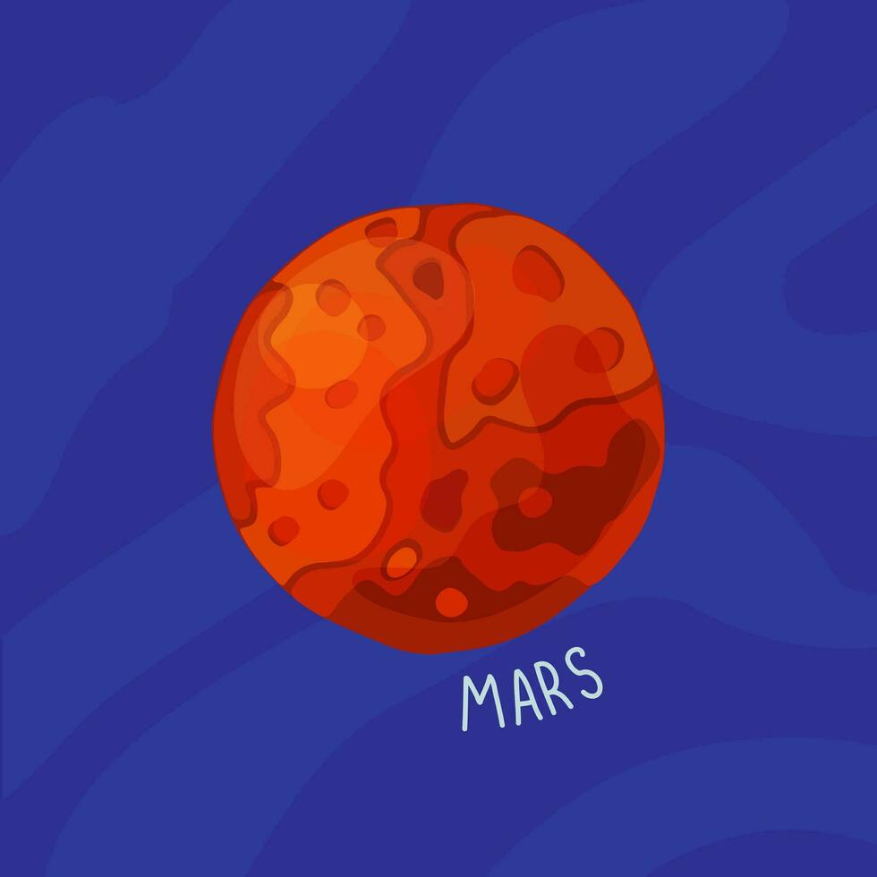 planeet van zonne- systeem tekenfilm, Mars. vector illustratie